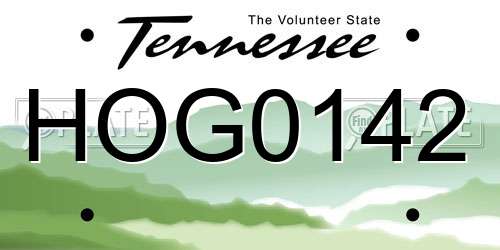 HOG0142 Tennessee License Plate