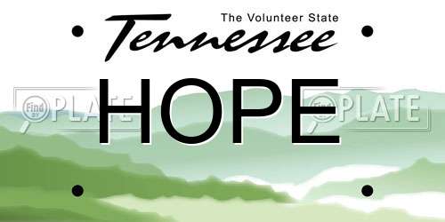 HOPE Tennessee License Plate