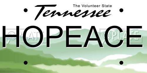 HOPEACE Tennessee License Plate