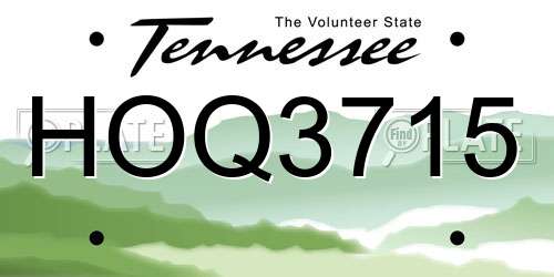 HOQ3715 Tennessee License Plate