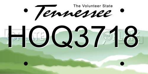 HOQ3718 Tennessee License Plate