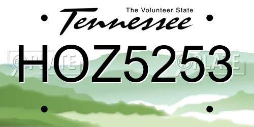 HOZ5253 Tennessee License Plate