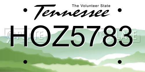 HOZ5783 Tennessee License Plate