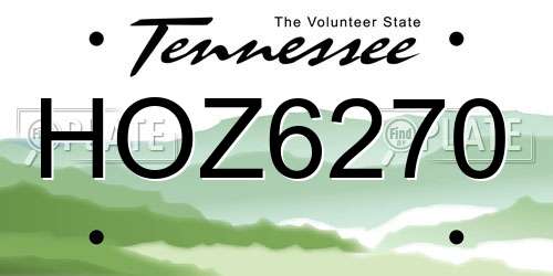 HOZ6270 Tennessee License Plate