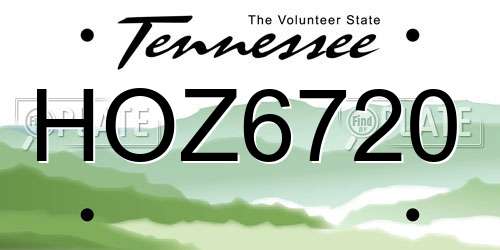 HOZ6720 Tennessee License Plate