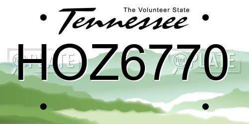 HOZ6770 Tennessee License Plate