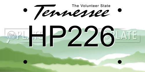 HP226 Tennessee License Plate