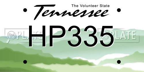 HP335 Tennessee License Plate