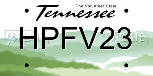 HPFV23 Tennessee License Plate