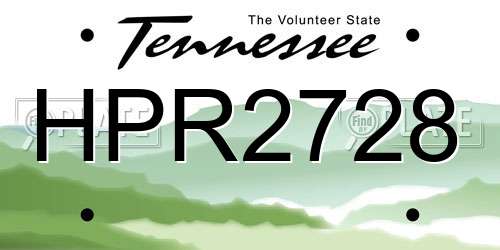 HPR2728 Tennessee License Plate