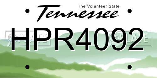 HPR4092 Tennessee License Plate