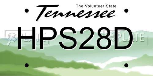 HPS28D Tennessee License Plate