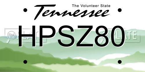 HPSZ80 Tennessee License Plate