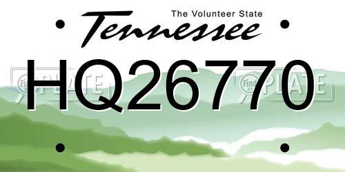 HQ26770 Tennessee License Plate