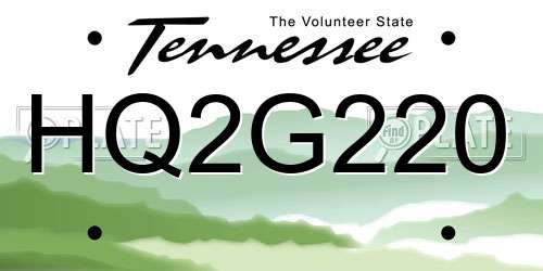 HQ2G220 Tennessee License Plate