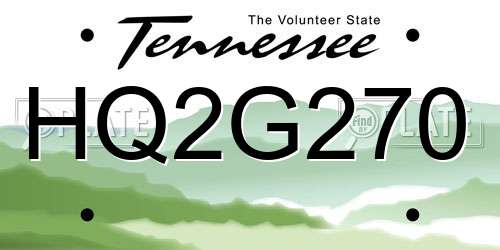 HQ2G270 Tennessee License Plate