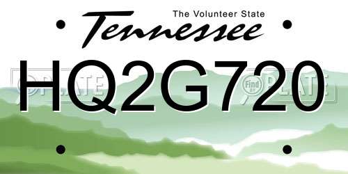 HQ2G720 Tennessee License Plate