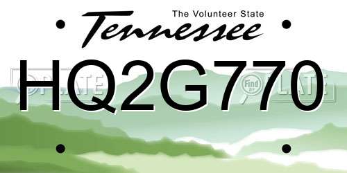 HQ2G770 Tennessee License Plate