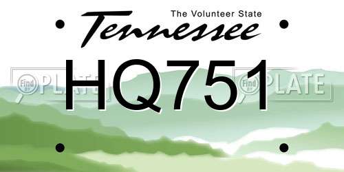 HQ751 Tennessee License Plate