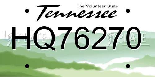 HQ76270 Tennessee License Plate