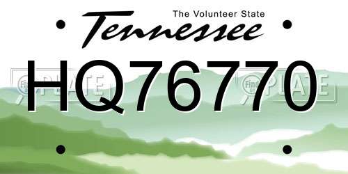 HQ76770 Tennessee License Plate