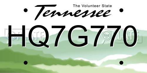 HQ7G770 Tennessee License Plate