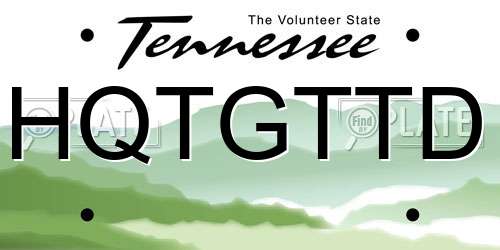 HQTGTTD Tennessee License Plate