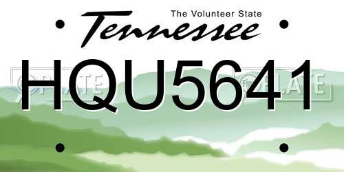 HQU5641 Tennessee License Plate