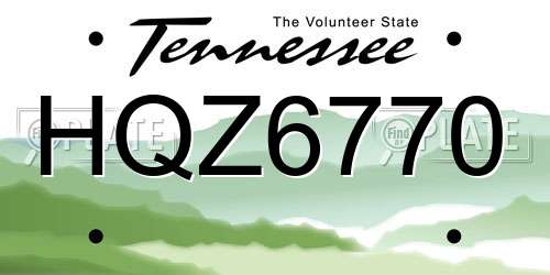 HQZ6770 Tennessee License Plate