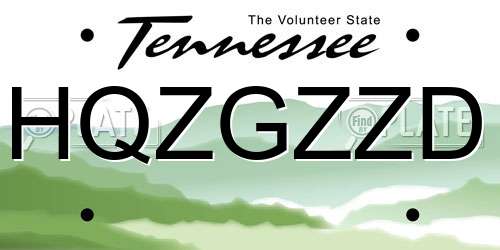 HQZGZZD Tennessee License Plate