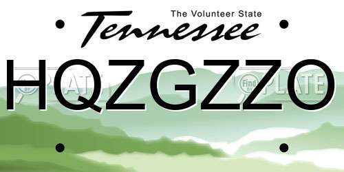 HQZGZZO Tennessee License Plate