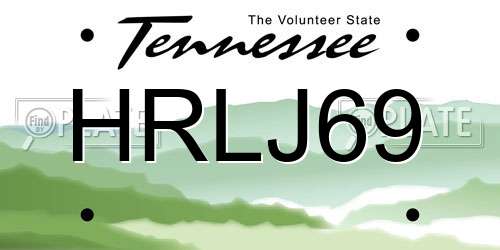 HRLJ69 Tennessee License Plate