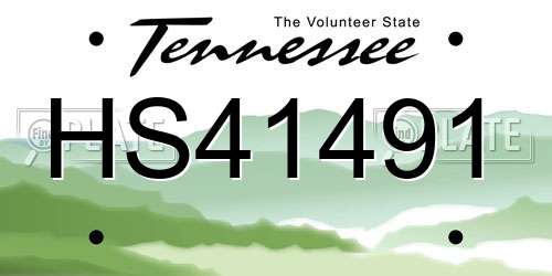 HS41491 Tennessee License Plate