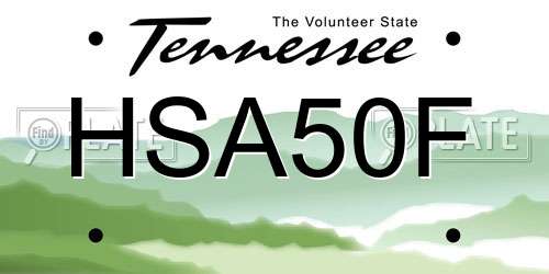 HSA50F Tennessee License Plate