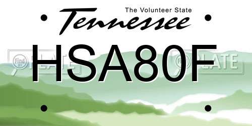 HSA80F Tennessee License Plate