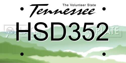 HSD352 Tennessee License Plate