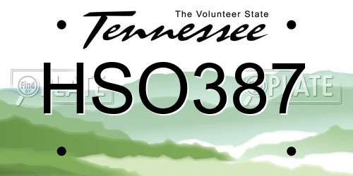 HSO387 Tennessee License Plate