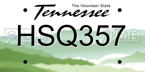HSQ357 Tennessee License Plate