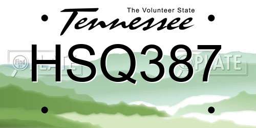 HSQ387 Tennessee License Plate