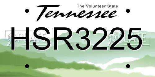 HSR3225 Tennessee License Plate