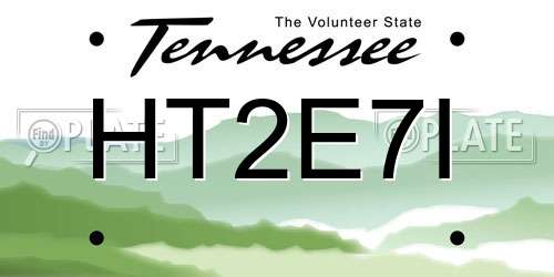 HT2E7I Tennessee License Plate