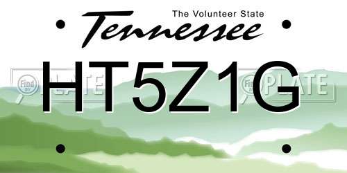 HT5Z1G Tennessee License Plate
