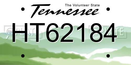 HT62184 Tennessee License Plate