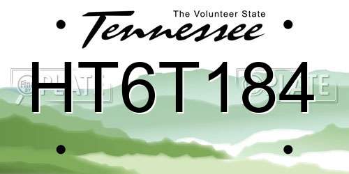 HT6T184 Tennessee License Plate