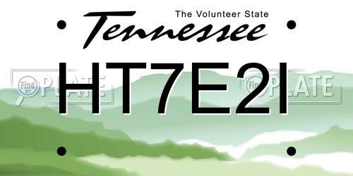HT7E2I Tennessee License Plate