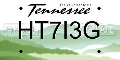 HT7I3G Tennessee License Plate