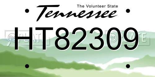 HT82309 Tennessee License Plate
