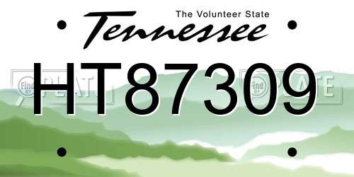 HT87309 Tennessee License Plate
