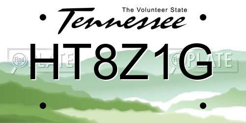 HT8Z1G Tennessee License Plate