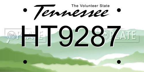 HT9287 Tennessee License Plate